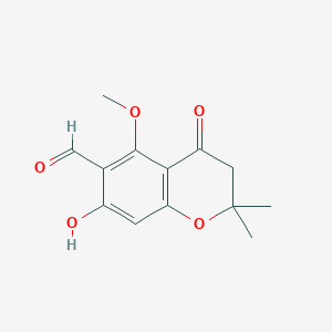 molecular formula C13H14O5 B8746049 7-Hydroxy-5-methoxy-2,2-dimethyl-4-oxochroman-6-carbaldehyde 