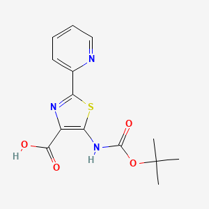 molecular formula C14H15N3O4S B8746620 5-((Tert-butoxycarbonyl)amino)-2-(pyridin-2-yl)thiazole-4-carboxylic acid CAS No. 1270034-32-6