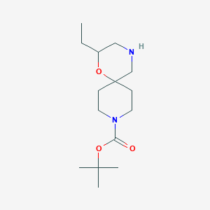 molecular formula C15H28N2O3 B8747170 Tert-butyl 4-ethyl-5-oxa-2,9-diazaspiro[5.5]undecane-9-carboxylate 