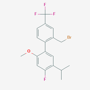 molecular formula C18H17BrF4O B8747262 2'-(Bromomethyl)-4-fluoro-5-isopropyl-2-methoxy-4'-(trifluoromethyl)biphenyl CAS No. 875548-98-4