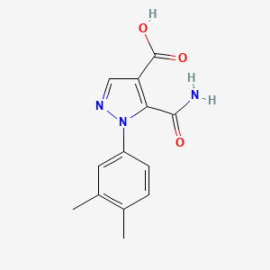 molecular formula C13H13N3O3 B8747533 1H-Pyrazole-4-carboxylic acid, 5-(aminocarbonyl)-1-(3,4-dimethylphenyl)- CAS No. 103053-30-1