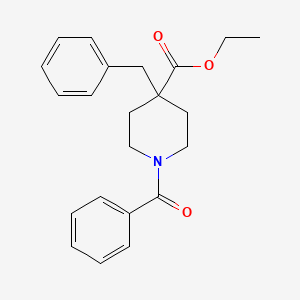 molecular formula C22H25NO3 B8747910 Ethyl-1-benzoyl-4-(phenylmethyl)-4-piperidinecarboxylate 