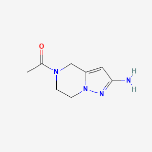 molecular formula C8H12N4O B8748065 1-(2-amino-6,7-dihydropyrazolo[1,5-a]pyrazin-5(4H)-yl)ethanone 