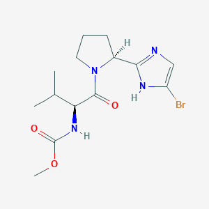 molecular formula C14H21BrN4O3 B8748270 methyl ((S)-1-((S)-2-(5-bromo-1H-imidazol-2-yl)pyrrolidin-1-yl)-3-methyl-1-oxobutan-2-yl)carbamate 