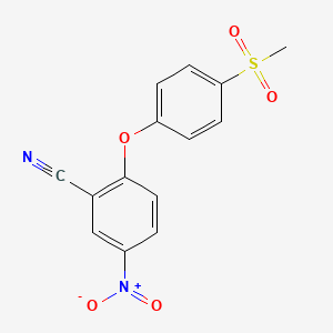 molecular formula C14H10N2O5S B8748391 Benzonitrile, 2-(4-(methylsulfonyl)phenoxy)-5-nitro- CAS No. 78940-69-9
