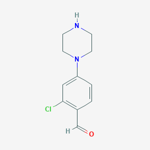 molecular formula C11H13ClN2O B8748406 2-CHLORO-4-(1-PIPERAZINYL)-BENZALDEHYDE 