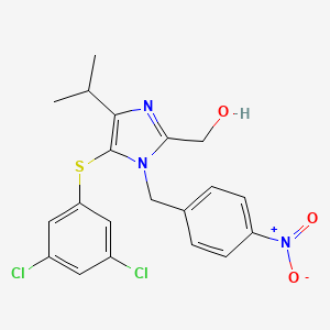 molecular formula C20H19Cl2N3O3S B8748437 1H-Imidazole-2-methanol, 5-((3,5-dichlorophenyl)thio)-4-(1-methylethyl)-1-((4-nitrophenyl)methyl)- CAS No. 178980-49-9