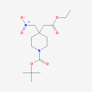 molecular formula C15H26N2O6 B8748559 Tert-butyl 4-(2-ethoxy-2-oxoethyl)-4-(nitromethyl)piperidine-1-carboxylate 