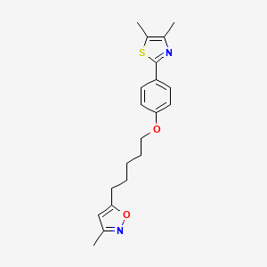molecular formula C20H24N2O2S B8748605 Isoxazole, 5-[5-[4-(4,5-dimethyl-2-thiazolyl)phenoxy]pentyl]-3-methyl- CAS No. 107334-29-2