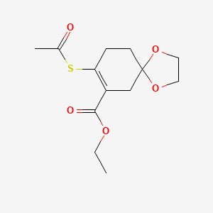 molecular formula C13H18O5S B8748779 Ethyl 8-(acetylthio)-1,4-dioxaspiro[4.5]dec-7-ene-7-carboxylate 