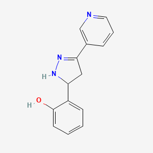 molecular formula C14H13N3O B8748936 2-(3-pyridin-3-yl-4,5-dihydro-1H-pyrazol-5-yl)phenol 