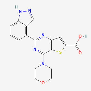 molecular formula C18H15N5O3S B8749045 2-(1H-Indazol-4-yl)-4-morpholinothieno[3,2-d]pyrimidine-6-carboxylic acid 