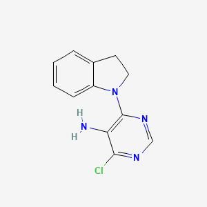 molecular formula C12H11ClN4 B8749230 4-Chloro-6-(indolin-1-yl)pyrimidin-5-amine CAS No. 871327-95-6