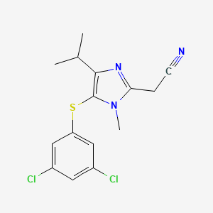 molecular formula C15H15Cl2N3S B8749522 1H-Imidazole-2-acetonitrile, 5-((3,5-dichlorophenyl)thio)-1-methyl-4-(1-methylethyl)- CAS No. 178981-76-5