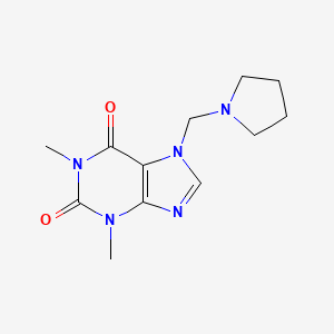 molecular formula C12H17N5O2 B8749534 7-(1-Pyrrolidinyl)methyltheophylline 