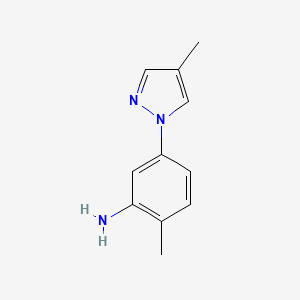 molecular formula C11H13N3 B8749922 2-Methyl-5-(4-methyl-1H-pyrazol-1-YL)aniline 