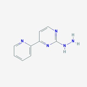 molecular formula C9H9N5 B8749953 2-Hydrazino-4-(2-pyridyl)pyrimidine 