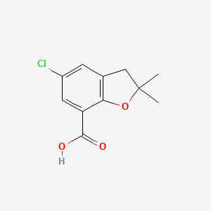 molecular formula C11H11ClO3 B8750032 5-Chloro-2,3-dihydro-2,2-dimethyl-7-benzofurancarboxylic acid 