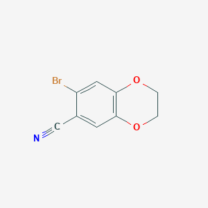 molecular formula C9H6BrNO2 B8750185 7-Bromo-2,3-dihydro-1,4-benzodioxine-6-carbonitrile 