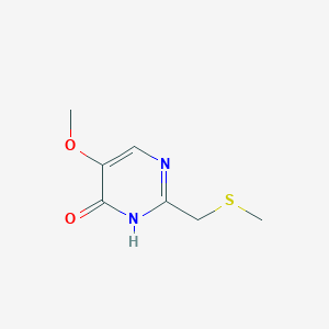 molecular formula C7H10N2O2S B8750239 5-Methoxy-2-[(methylsulfanyl)methyl]pyrimidin-4(3H)-one CAS No. 77249-08-2