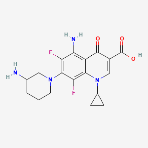 molecular formula C18H20F2N4O3 B8750258 5-Amino-7-(3-amino-1-piperidinyl)-1-cyclopropyl-6,8-difluoro-1,4-dihydro-4-oxo-3-quinolinecarboxylic acid CAS No. 127294-71-7