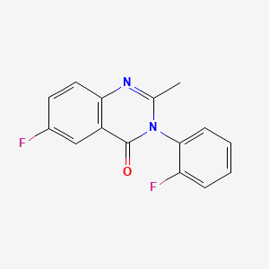 molecular formula C15H10F2N2O B8750371 4(3H)-Quinazolinone, 6-fluoro-3-(2-fluorophenyl)-2-methyl- CAS No. 49579-08-0