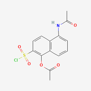 molecular formula C14H12ClNO5S B8751205 2-Naphthalenesulfonyl chloride, 5-(acetylamino)-1-(acetyloxy)- CAS No. 58596-09-1