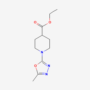 molecular formula C11H17N3O3 B8751223 Ethyl 1-(5-methyl-1,3,4-oxadiazol-2-yl)piperidine-4-carboxylate 