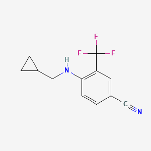 molecular formula C12H11F3N2 B8751428 4-[(Cyclopropylmethyl)amino]-3-(trifluoromethyl)benzonitrile CAS No. 821777-30-4