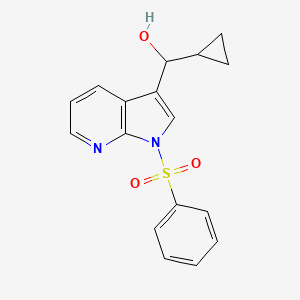 molecular formula C17H16N2O3S B8751562 1H-Pyrrolo[2,3-b]pyridine-3-methanol, a-cyclopropyl-1-(phenylsulfonyl)- 