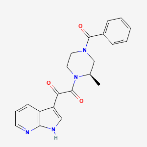 molecular formula C21H20N4O3 B8751774 Piperazine, 4-benzoyl-1-(1,2-dioxo-2-(1H-pyrrolo(2,3-b)pyridin-3-yl)ethyl)-2-methyl-, (2R)- CAS No. 357262-60-3