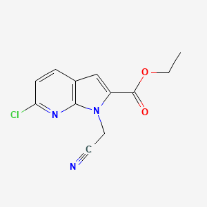 molecular formula C12H10ClN3O2 B8751840 1H-Pyrrolo[2,3-b]pyridine-2-carboxylic acid, 6-chloro-1-(cyanomethyl)-, ethyl ester 