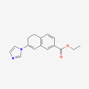 molecular formula C16H16N2O2 B8751881 2-Naphthalenecarboxylic acid, 5,6-dihydro-7-(1H-imidazol-1-yl)-, ethyl ester CAS No. 89781-86-2