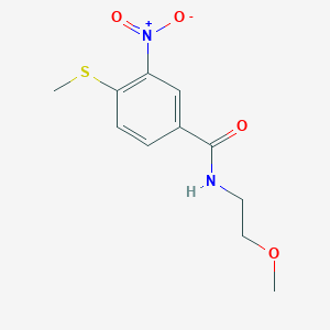 molecular formula C11H14N2O4S B8751887 N-(2-methoxyethyl)-4-methylthio-3-nitrobenzamide 