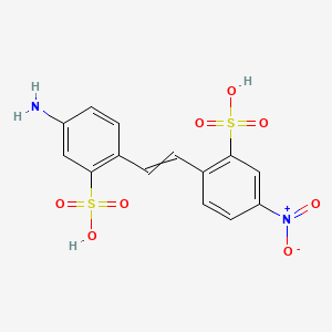 molecular formula C14H12N2O8S2 B8752622 4-Nitro-4'-amino-stilbene-2,2'-disulphonic acid 