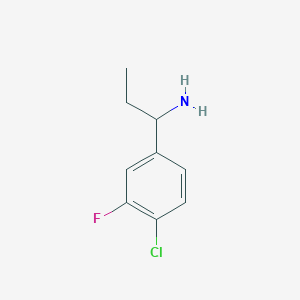 molecular formula C9H11ClFN B8752653 1-(4-Chloro-3-fluorophenyl)propan-1-amine 