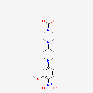 molecular formula C21H32N4O5 B8752681 tert-Butyl 4-(1-(3-methoxy-4-nitrophenyl)piperidin-4-yl)piperazine-1-carboxylate 