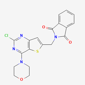 molecular formula C19H15ClN4O3S B8752723 2-((2-Chloro-4-morpholinothieno[3,2-d]pyrimidin-6-yl)methyl)isoindoline-1,3-dione 