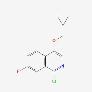 molecular formula C13H11ClFNO B8753200 1-Chloro-4-(cyclopropylmethoxy)-7-fluoroisoquinoline 