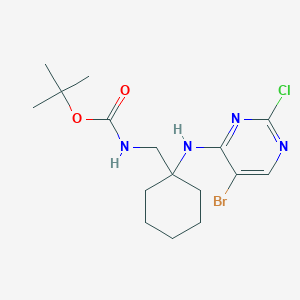 molecular formula C16H24BrClN4O2 B8753303 tert-Butyl ((1-((5-bromo-2-chloropyrimidin-4-yl)amino)cyclohexyl)methyl)carbamate 