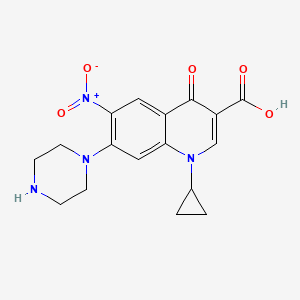 molecular formula C17H18N4O5 B8753340 1-Cyclopropyl-1,4-dihydro-6-nitro-4-oxo-7-(1-piperazinyl)-3-quinolinecarboxylic acid 