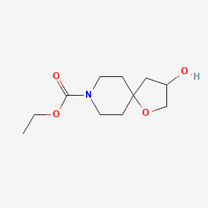 molecular formula C11H19NO4 B8753345 1-Oxa-8-azaspiro[4.5]decane-8-carboxylic acid, 3-hydroxy-, ethyl ester 