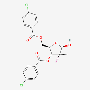 molecular formula C20H17Cl2FO6 B8753427 (2R)-2-Deoxy-2-fluoro-2-methyl-D-erythro-pentonic acid-gamma-lactone 3,5-bis(4-chlorobenzoate) CAS No. 1294481-80-3