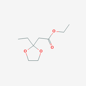 molecular formula C9H16O4 B8753492 Ethyl 2-(2-ethyl-1,3-dioxolan-2-yl)acetate 