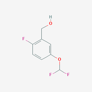 molecular formula C8H7F3O2 B8753712 Benzenemethanol, 5-(difluoromethoxy)-2-fluoro- 