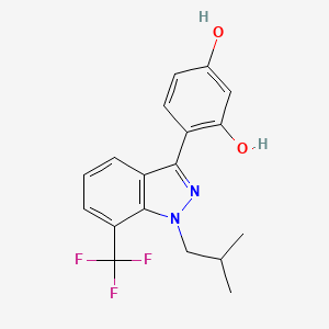 molecular formula C18H17F3N2O2 B8753975 4-[1-(2-Methylpropyl)-7-(Trifluoromethyl)-1h-Indazol-3-Yl]benzene-1,3-Diol 