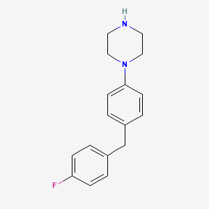 molecular formula C17H19FN2 B8754077 1-[4-[(4-Fluorophenyl)methyl]phenyl]piperazine CAS No. 181207-57-8