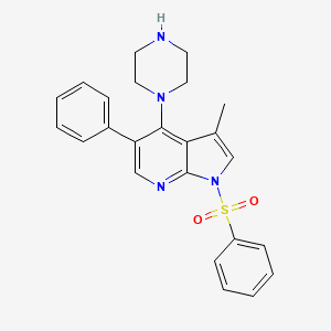 1H-Pyrrolo[2,3-b]pyridine, 3-methyl-5-phenyl-1-(phenylsulfonyl)-4-(1-piperazinyl)-