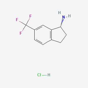 molecular formula C10H11ClF3N B8754850 (R)-6-(trifluoromethyl)-2,3-dihydro-1H-inden-1-amine hydrochloride 