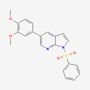molecular formula C21H18N2O4S B8755148 1H-Pyrrolo[2,3-b]pyridine, 5-(3,4-dimethoxyphenyl)-1-(phenylsulfonyl)- 